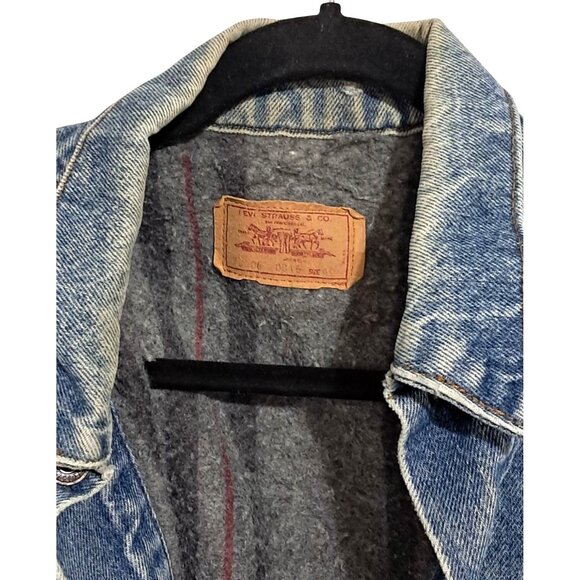 Levis Trucker Jacket Mens 40 Vintage Distressed Blanket Lined Blue Jean Denim Bu - Picture 8 of 16